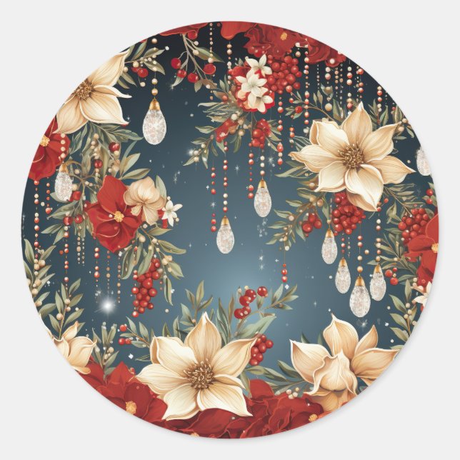 Weihnachtsaufkleber - Feierliche Etiketten & Feier Runder Aufkleber (Vorderseite)