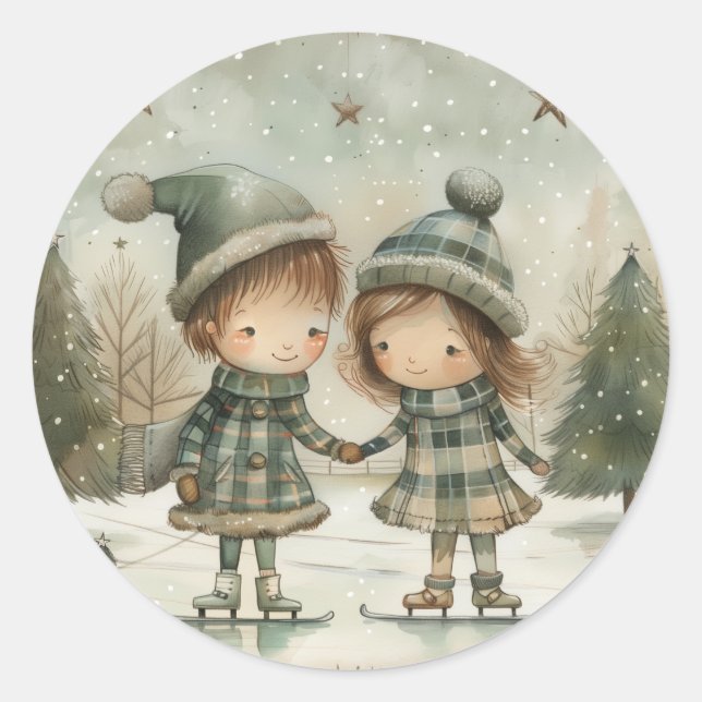 Weihnachtsaufkleber - Feierliche Etiketten & Feier Runder Aufkleber (Vorderseite)