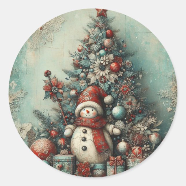 Weihnachtsaufkleber - Feierliche Etiketten & Feier Runder Aufkleber (Vorderseite)