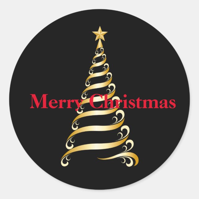 Weihnachtsaufkleber Frohe Weihnachtsbaume Runder Aufkleber (Vorderseite)