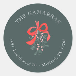 Weihnachtsaufkleber für Mistletoe-Rücksendeadresse Runder Aufkleber