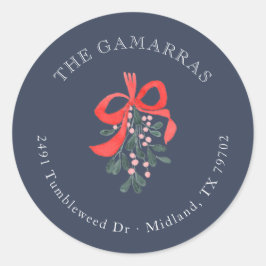 Weihnachtsaufkleber für Mistletoe-Rücksendeadresse Runder Aufkleber