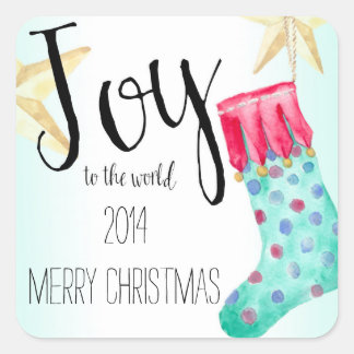 Weihnachtsaufkleber für Strümpfe und Sterne Quadratischer Aufkleber