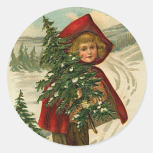 Weihnachtsaufkleber im viktorianischen Stil für Ih Runder Aufkleber