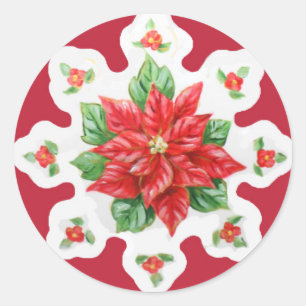 Weihnachtsaufkleber Poinsettia Runder Aufkleber