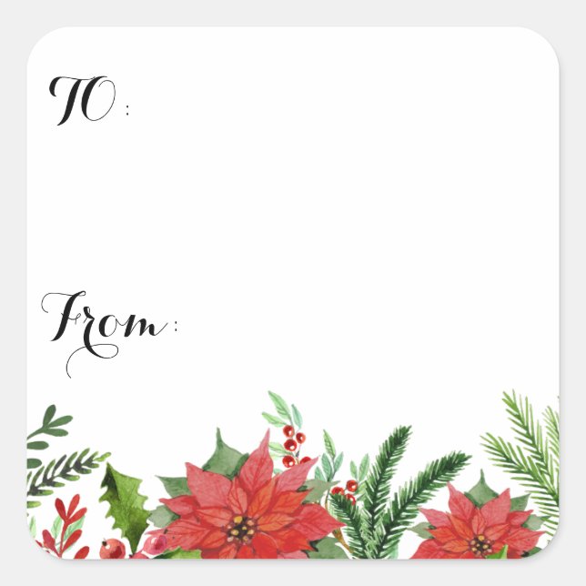 Weihnachtsaufkleber. Quadratischer Aufkleber (Vorderseite)