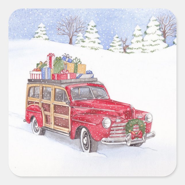 Weihnachtsaufkleber Quadratischer Aufkleber (Vorderseite)