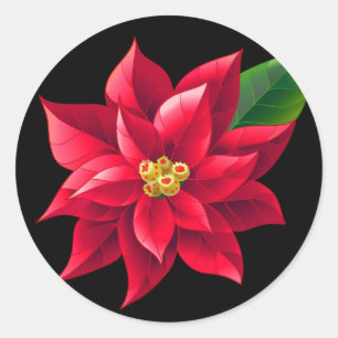 Weihnachtsaufkleber-Red Poinsettia Runder Aufkleber