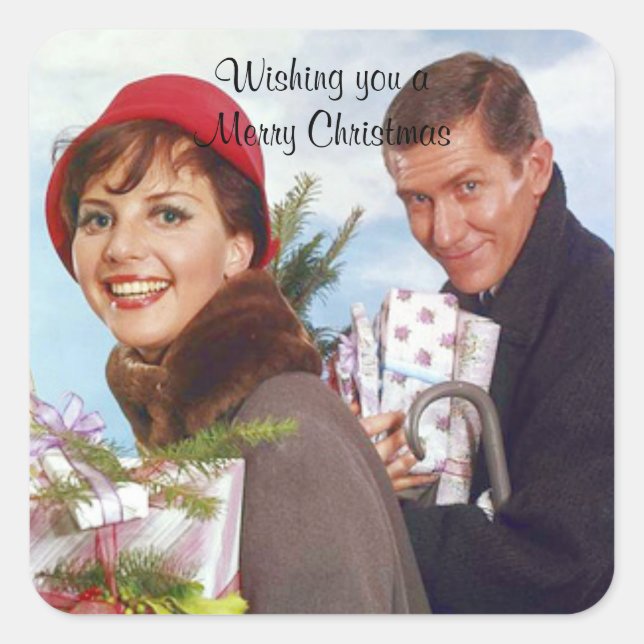 Weihnachtsaufkleber Vintag Quadratischer Aufkleber (Vorderseite)