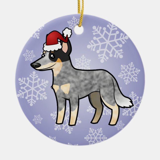 Weihnachtsaustralischer Viehhund/Kelpie Keramik Ornament (Vorne)
