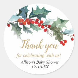 Weihnachtsbaby Dusche Grüne Heilige Rot Gold Runder Aufkleber