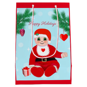 Weihnachtsbaby, Herzen und Kiefer Mittlere Geschenktüte