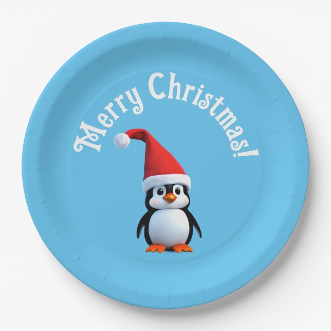 Weihnachtsbaby Penguin Pappteller (Vorderseite)