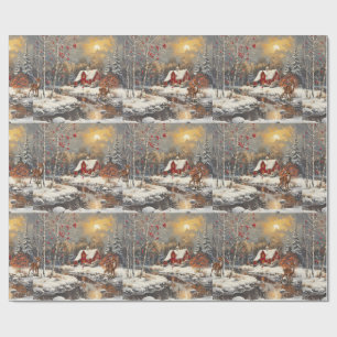 Weihnachtsbaby Reh Winter Rot Cottage Geschenkpapier