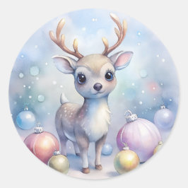 Weihnachtsbaby-Rentier Runder Aufkleber