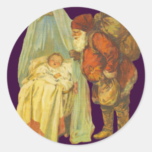 Weihnachtsbaby Santa Claus Vintage Runder Aufkleber