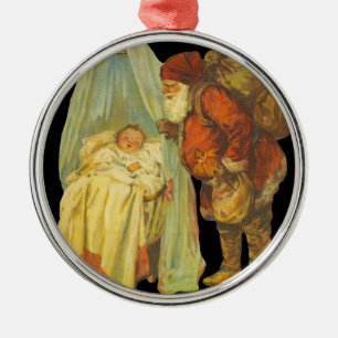 Weihnachtsbaby Santa Clause Vintage Ornament Aus Metall