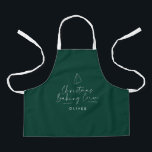 Weihnachtsbacken Crew modern minimalistisch elegan Schürze<br><div class="desc">Weihnachtsbäckerei Crew modern minimalelegante Art Traditionelles Weihnachtsfest-Geschenk dunkelgrüne Feiertage Backbäckerei Crew Schürze Design.</div>