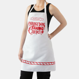 Weihnachtsbacken Crew Personalisiert Rot & Weiß Schürze