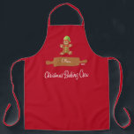 Weihnachtsbacken Crew Rote Monogramm Schürze<br><div class="desc">Die ideale Schürze für alle Ihre Feiertage Weihnachten Backen! Niedlicher Lebkuchenmann und rollendes Button mit Ihrem Namen. Spaß Typografie sagt "Weihnachts Backen Crew". Die perfekte Schürze für Ihre ganze Familie! Mit Jahr der Veranstaltung.</div>