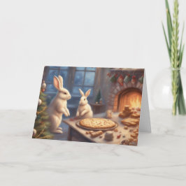 Weihnachtsbacken der Hasenfamilie Karte