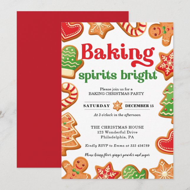 Weihnachtsbacken-Party Einladung (Vorne/Hinten)