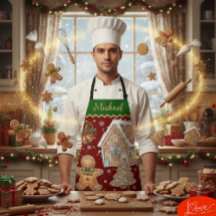 Weihnachtsbacken Schürze, Haus, Lebkuchen Mann