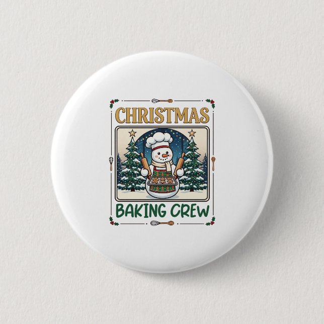 Weihnachtsbäcker-Crew Schneemann Chef Lebkuchen Co Button (Vorderseite)