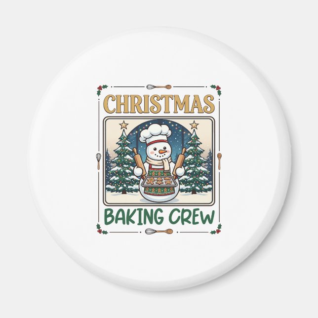 Weihnachtsbäcker-Crew Schneemann Chef Lebkuchen Co Magnet (Vorne)