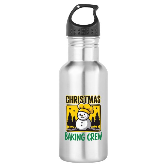 Weihnachtsbäckercrew Schneemann Holiday Design Edelstahlflasche (Vorderseite)