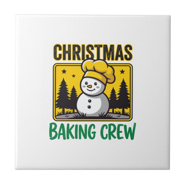 Weihnachtsbäckercrew Schneemann Holiday Design Fliese (Vorderseite)