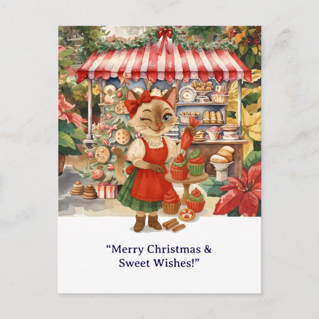 Weihnachtsbäckerei für Katzenliebhaber Postkarte (Vorderseite)