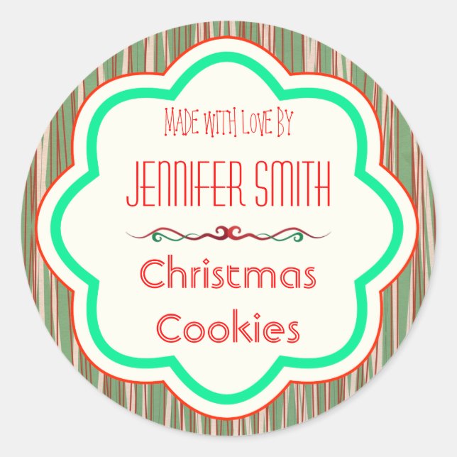 Weihnachtsbäckerei Gebäck Runder Aufkleber (Vorderseite)