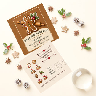 Weihnachtsbäckerei-Gebäck Weihnachten Stechpalme Quadratische Visitenkarte