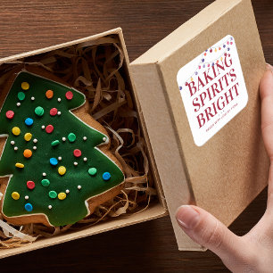 Weihnachtsbäckerei-Geister erhellen Lichterketten Quadratischer Aufkleber