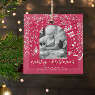 Weihnachtsbäckerei Rot Handgezeichnetes Weihnachts Ornament Aus Glas