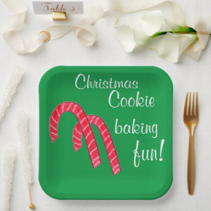 Weihnachtsbäckerei Spaß Candy Canes Pappteller