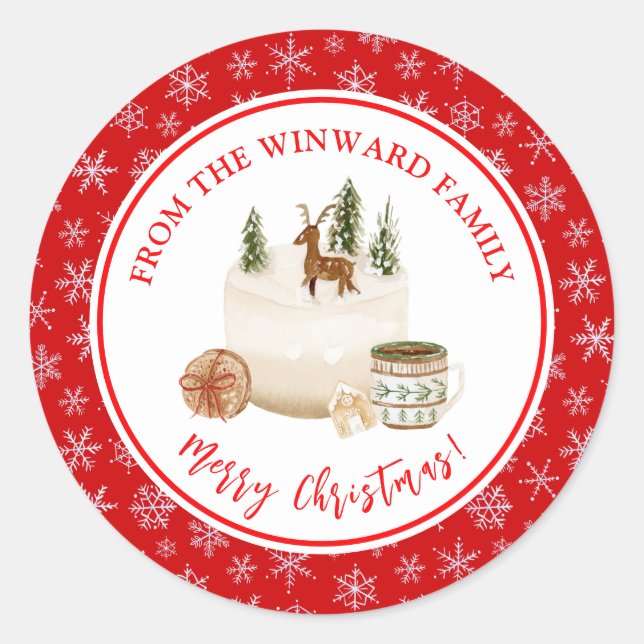 Weihnachtsbäckerei Weihnachtskuchen Runder Aufkleber (Vorderseite)