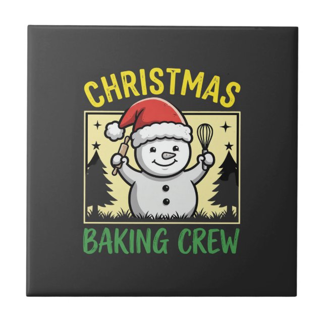 Weihnachtsbäckermannschaft Schneemann Feiertag Fliese (Vorderseite)