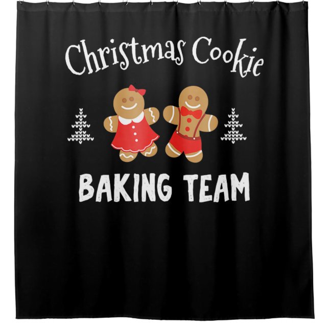 Weihnachtsbackmannschaft | Lebkuchenmann Duschvorhang (Vorderseite)