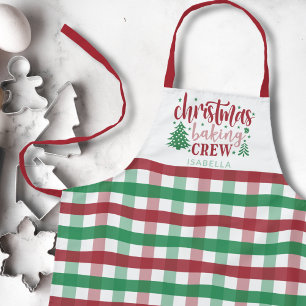 Weihnachtsbackname Crew Kariert passend Rot Schürze