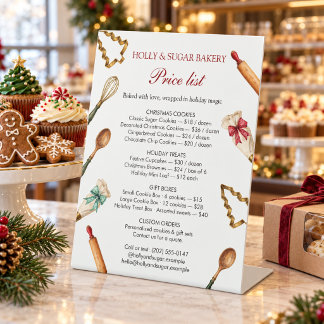 Weihnachtsbackutensilien Bäckerei Preisliste Sockelschild