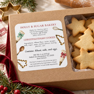 Weihnachtsbackutensilien Cottage Food Gesetz  Quadratischer Aufkleber