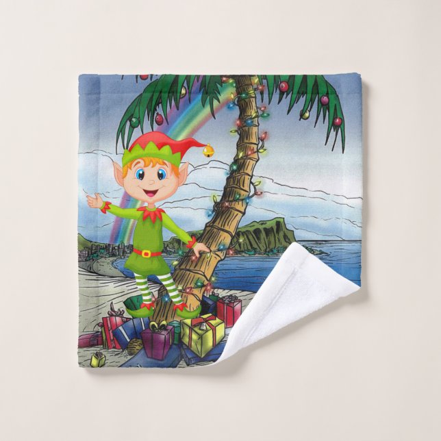 Weihnachtsbadehandtuch-Sets, Beach Bum Elf Badhandtuch Set (Waschlappen)