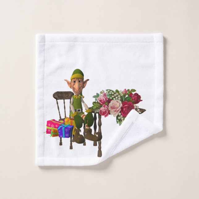 Weihnachtsbadehandtuch-Sets, Elf Badhandtuch Set (Waschlappen)