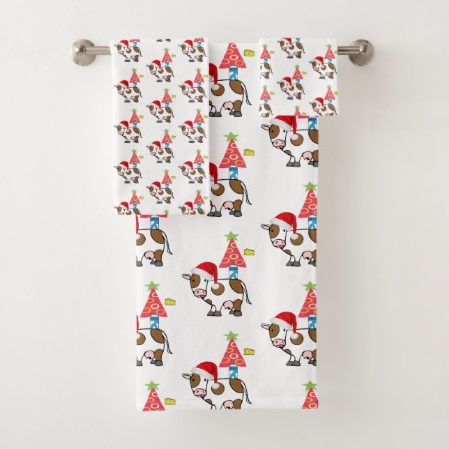Weihnachtsbadehandtuch-Sets, Kühe Badhandtuch Set (Insitu)