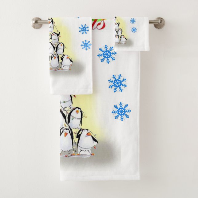 Weihnachtsbadehandtuch-Sets, Pinguin Badhandtuch Set (Insitu)
