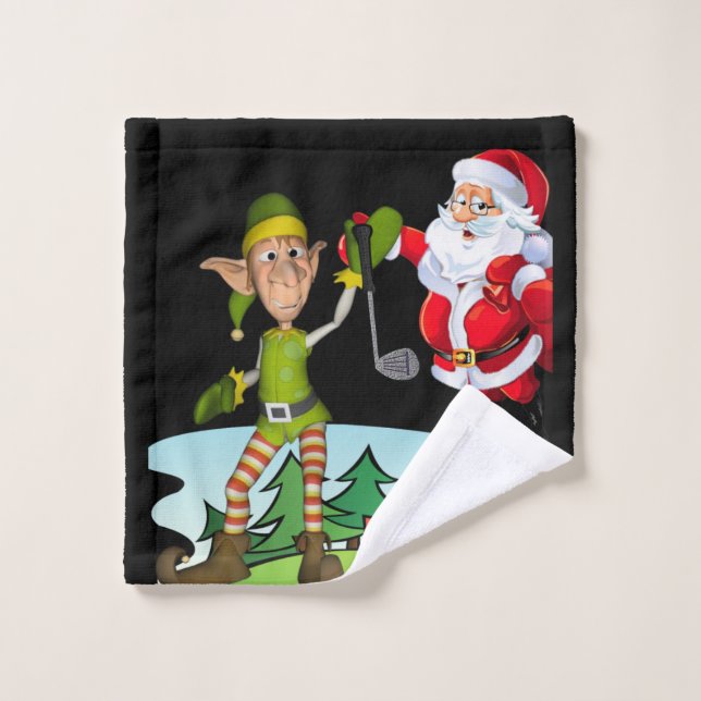 Weihnachtsbadehandtuch-Sets, Santa Golf Badhandtuch Set (Waschlappen)