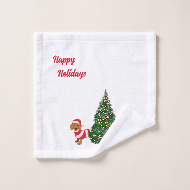 Weihnachtsbäder Dackel Badetuch Set (Waschlappen)
