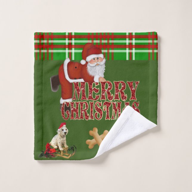 Weihnachtsbadetücher, Sets, Weihnachtsmann Badhandtuch Set (Waschlappen)